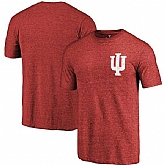 Indiana Hoosiers Fanatics Branded Crimson Primary Logo Left Chest Distressed Tri Blend T-Shirt